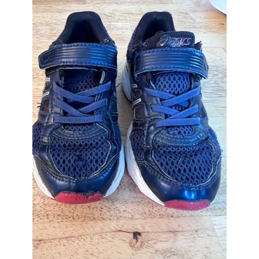 Asics‎ Pre Contend 4 Kids Size 12 Navy Blue Silver Good Condition C709N Sneakers